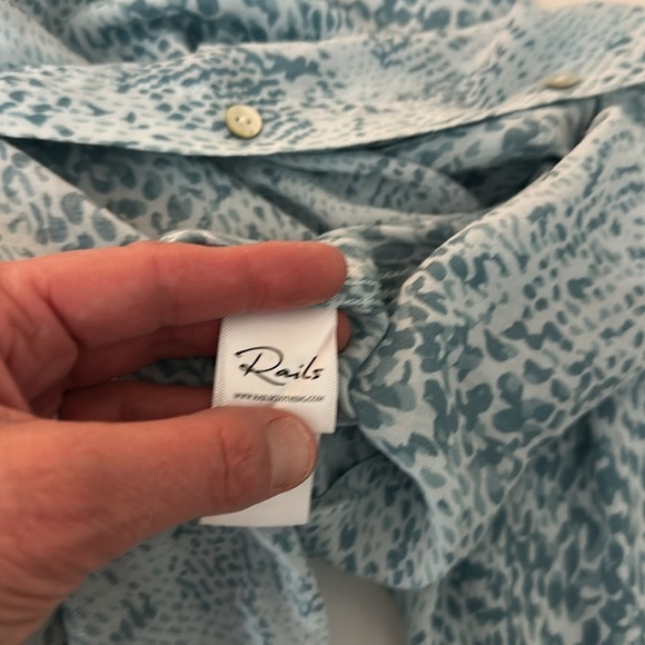 Rails Blue Python Josephine Long Sleeve Button Front Top Small - Picture 10 of 13